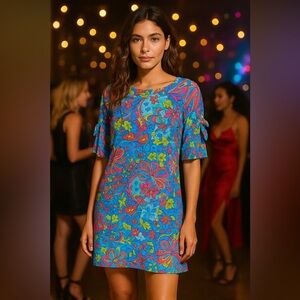 NWOT Chelsea Gunn Colorful Paisley Mini Dress Size Small